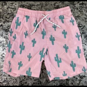 Men's Goodfellow & Co pink and green swim trunks, small